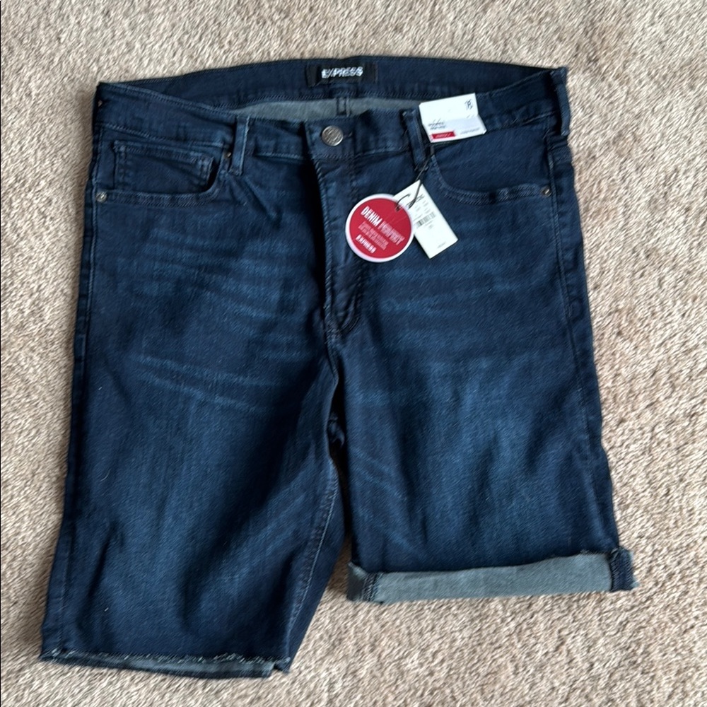 Express Stretch Denim Perfect Bermuda Shorts Size 16